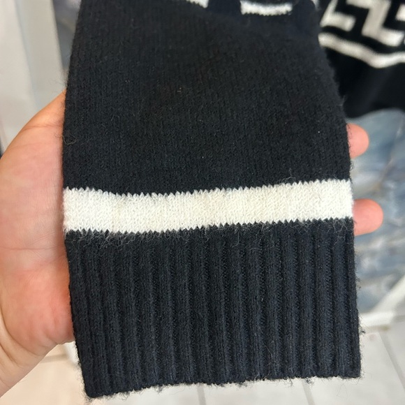 CeCe Black and White Patterned Turtleneck Sweater - Picture 4 of 9